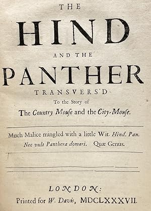 Imagen del vendedor de The Hind and the Panther Transvers'd to the Story of The Country Mouse and the City-Mouse a la venta por Nelson Rare Books, ABAA