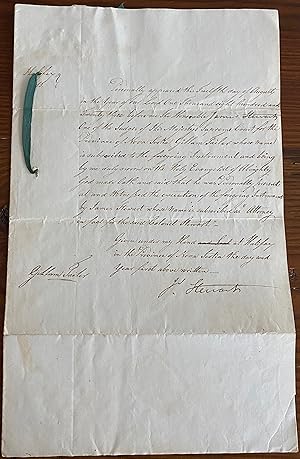 1823 Manuscript Legal Documents Relating to Well-Known Nova Scotia Historical Figures James Stewa...