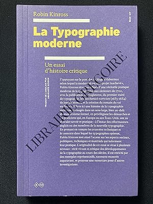 Seller image for LA TYPOGRAPHIE MODERNE Un essai d'histoire critique for sale by Yves Grgoire
