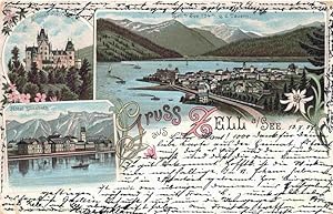 Postkarte Carte Postale 73973099 Zell See AT Panorama Schloss Fischhorn Hotel Elisabeth