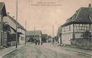 Postkarte Carte Postale 13973572 Enzheim Entzheim 67 Bas-Rhin Dorfstrasse mit Gemeinde und Schulhaus