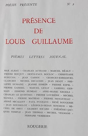 Imagen del vendedor de Posie prsente. Cahiers trimestriels de posie. N9, octobre 1973. Prsence de Louis Guillaume. Pomes, Lettres, Journal. a la venta por Le Livre  Venir