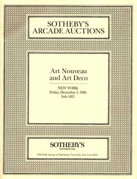 Art Nouveau And Art Deco, lot #s 1-375, sale # 1182; sale date December 5, 1986