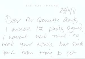 Handwritten note to Richard Grenville Clark, November 23, 2011, telling Clark she is enclosing a ...