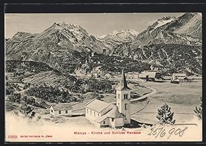 Ansichtskarte Maloja, Kirche u. Schloss Renesse