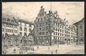 Künstler-Ansichtskarte Luzern, Hotel zum weissen Rössli