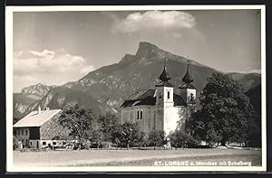 Ansichtskarte St. Lorenz a. Mondsee, Ansicht mit Schafberg