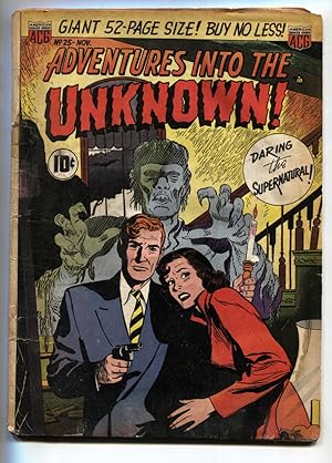 ADVENTURES INTO THE UNKNOWN #25--Frankenstein cover--Horror--comic book
