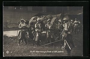 Ansichtskarte Kaiserhuldigung, Gr. VII. Heereszug Ende des XVI. Jahrhunderts, Ritter mit Kanone