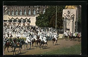 Ansichtskarte Kaiserhuldigungs-Festzug 1908, Feldherren aus der Zeit des Siebenjährigen Krieges