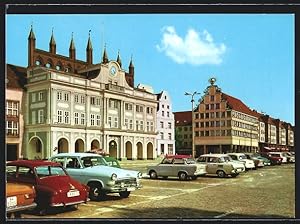 Ansichtskarte Rostock, Rathaus und Haus Sonne