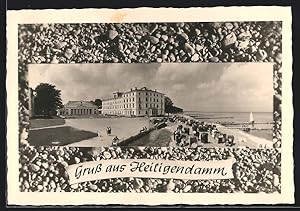 Ansichtskarte Heiligendamm, Strandpartie mit Hotel