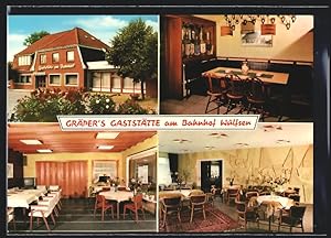 Ansichtskarte Wulfsen, Gräper`s Gaststätte am Bahnhof in vier Ansichten