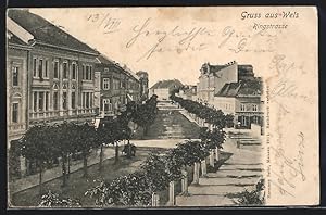 Ansichtskarte Wels, Ringstrasse aus der Vogelschau