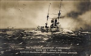Ansichtskarte / Postkarte Britisches Kriegsschiff, Linienschiff Formidable