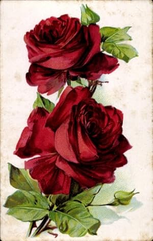 Präge Ansichtskarte / Postkarte Rote Rosen