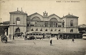 Ansichtskarte / Postkarte Paris XV Vaugirard, Gare Montparnasse, Straßenbahn