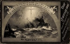 Passepartout Künstler Ansichtskarte / Postkarte Padday, C.M., Britische Kriegsschiffe, Britische ...