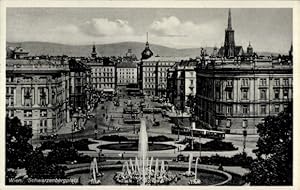 Ansichtskarte / Postkarte Wien, Blick über den Schwarzenbergplatz, Fontänen