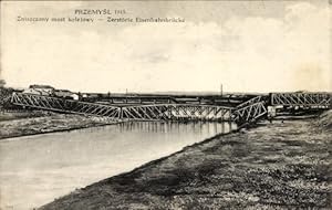 Ansichtskarte / Postkarte Polen, zerstörte Eisenbahnbrücke