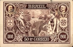 Ansichtskarte / Postkarte Brasilien, 50 Reais Correio, Don Carlos de Portugal, Alfonso Penna