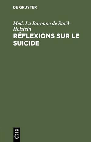 Seller image for Rflexions Sur Le Suicide -Language: french for sale by GreatBookPrices