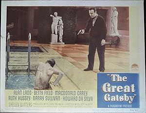 Seller image for The Great Gatsby Lobby Card #3 1949 Howard Da Silva points gun at Alan Ladd! for sale by AcornBooksNH