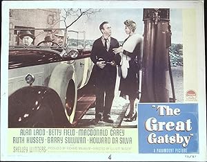 Seller image for The Great Gatsby Lobby Card #1 1949 Alan Ladd, in car, young Shelley Winters with fur! for sale by AcornBooksNH