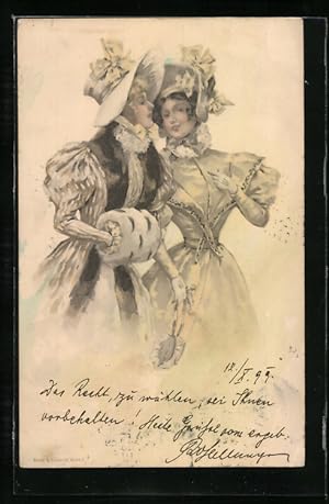 Künstler-Ansichtskarte Meissner, Buch (M und B) Nr. 1065: zwei elegant gekleidete barocke Damen
