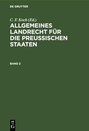 Imagen del vendedor de Allgemeines Landrecht Fr Die Preuischen Staaten -Language: german a la venta por GreatBookPrices