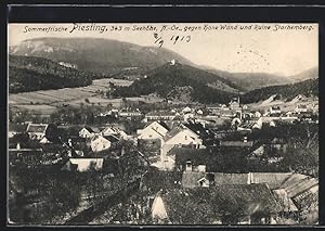 Ansichtskarte Piesting, Totalansicht gegen die Hohe Wand und Ruine Starhemberg