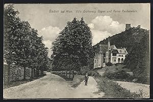Ansichtskarte Baden bei Wien, Villa Erzherzog Eugen und Ruine Rauhenstein
