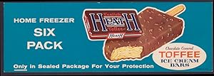 Seller image for Heath Toffee Ice Cream Bars Home Freezer 6-Pack store sign c 1950s for sale by The Jumping Frog