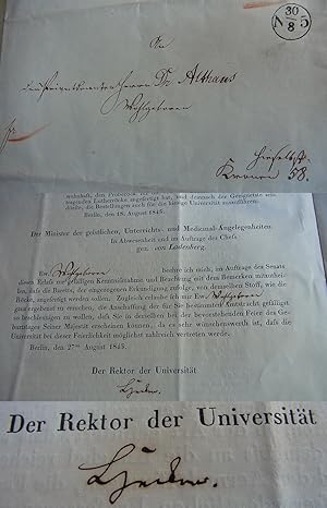 Bild des Verkufers fr Vorphila-Brief BERLIN 1845: KLEIDER-ORDNUNG fr Universitt; Signatur J. HECKER zum Verkauf von Versandantiquariat tucholsklavier