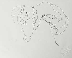 Study of a two horses heads Original Drawing, [SB149]