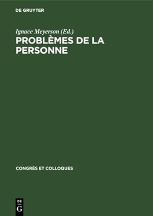 Bild des Verkufers fr Problmes De La Personne : Colloque Du Centre De Recherche De Psychologie Comparative -Language: french zum Verkauf von GreatBookPrices