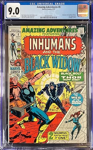 Seller image for AMAZING ADVENTURES No. 8 (Sept. 1971) - featuring Black Widow and The Inhumans - Neal Adams art - CGC Graded 9.0 (VF/NM) for sale by OUTSIDER ENTERPRISES