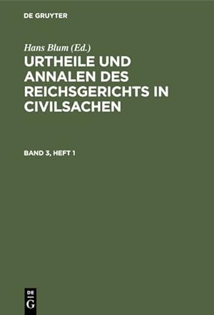 Image du vendeur pour Urtheile Und Annalen Des Reichsgerichts in Civilsachen -Language: german mis en vente par GreatBookPrices