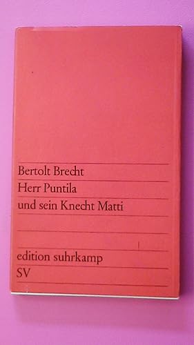 Bild des Verkufers fr BRECHTS HERR PUNTILA UND SEIN KNECHT MATTI. zum Verkauf von Butterfly Books GmbH & Co. KG