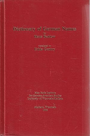 Image du vendeur pour Dictionary of German Names mis en vente par Book Booth