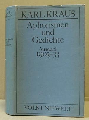 Bild des Verkufers fr Aphorismen und Gedichte Auswahl 1903-33. (Ausgewhlte Werke 4) zum Verkauf von Nicoline Thieme
