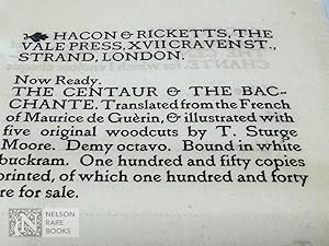 [Order Form for Maurice de Guerin's The Centaur & The Bacchante]