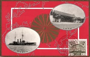 Passepartout Ansichtskarte / Postkarte Japanisches Kriegsschiff, Kaiserlich Japanische Marine