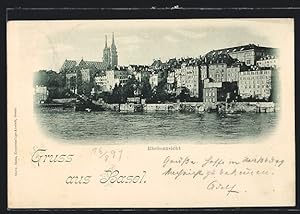 Ansichtskarte Basel, Rheinansicht mit Kirche