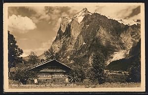 Ansichtskarte Grindelwald, Grindelwaldnerhaus mit Wetterhorn