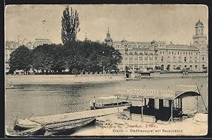 Ansichtskarte Zürich, Stadthausquai mit Bauschänzli u. Bootsverleih