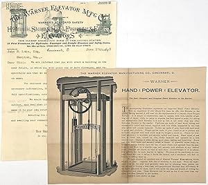 Warner Elevator Mfg. Co. Illustrated Billhead and Circular