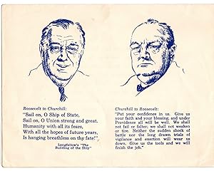 A Second World War card featuring images of, and quotes from, an early 1941 famous exchange betwe...