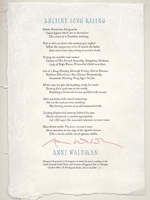 Ancient Song Rising (Signed Broadside)