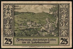 Image du vendeur pour Notgeld Lhn im Riesengebirge, 25 Pfennig, Bauer vor Birkenau im 11. Jahrhundert mis en vente par Bartko-Reher